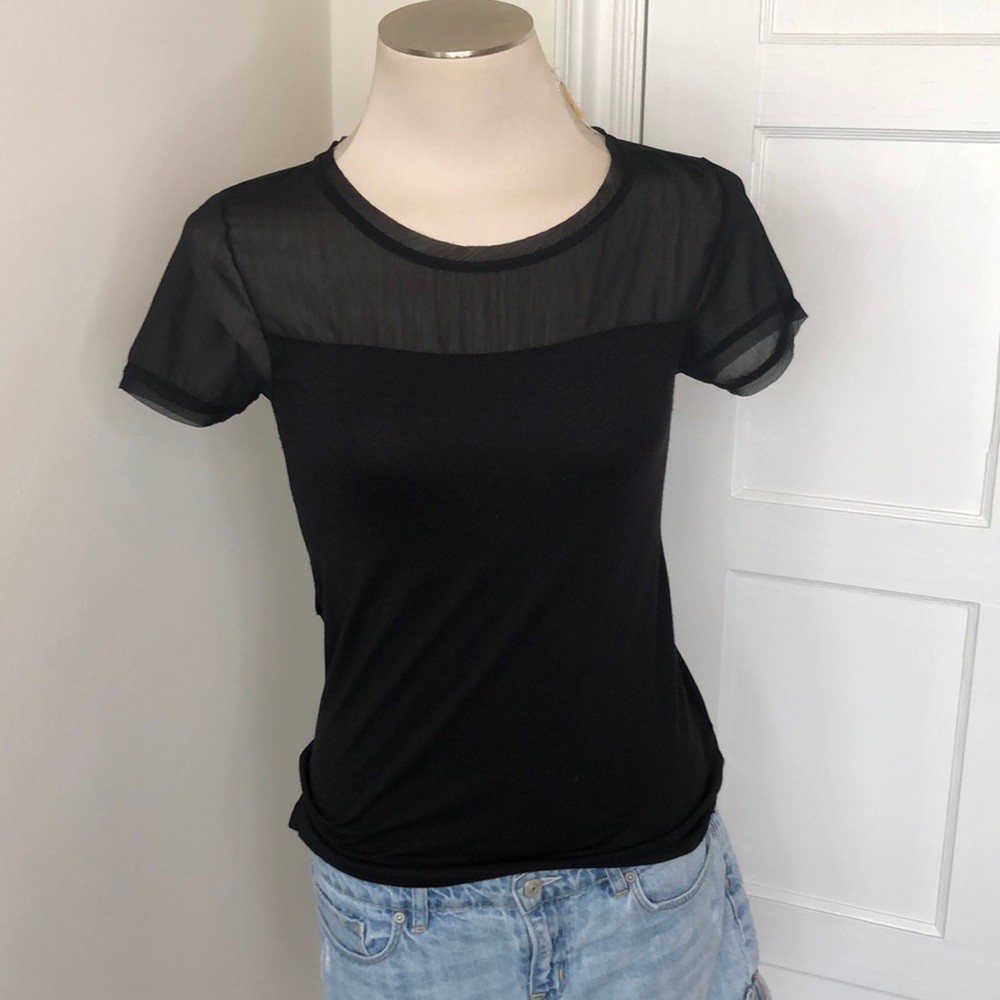 Black top with sheer neckline Size S